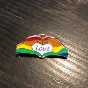 Pride Rainbow Heart in Hands Love Pin Brooch